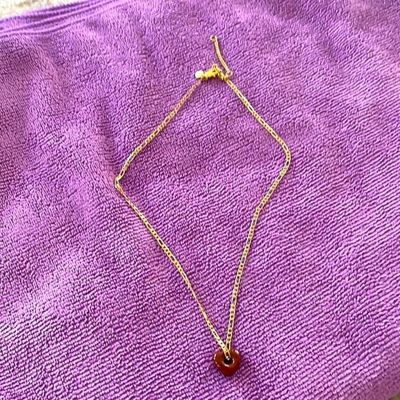 Madewell gold plated necklace, with heart pendant. Total length 16-19”.